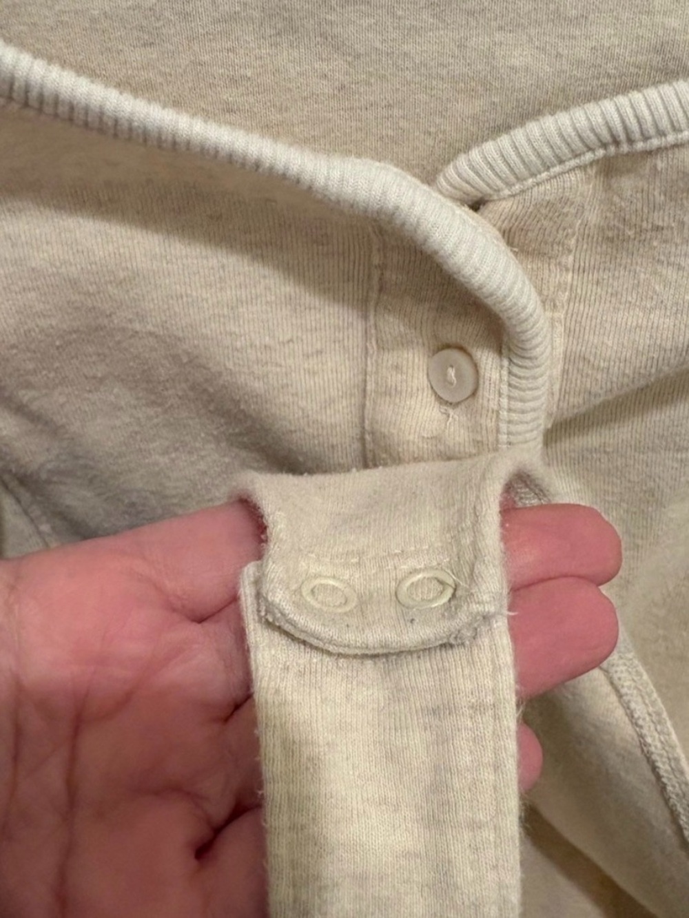 Aerie Cream Long Sleeve Ribbed Henley Bodysuit - Picture 5 of 6